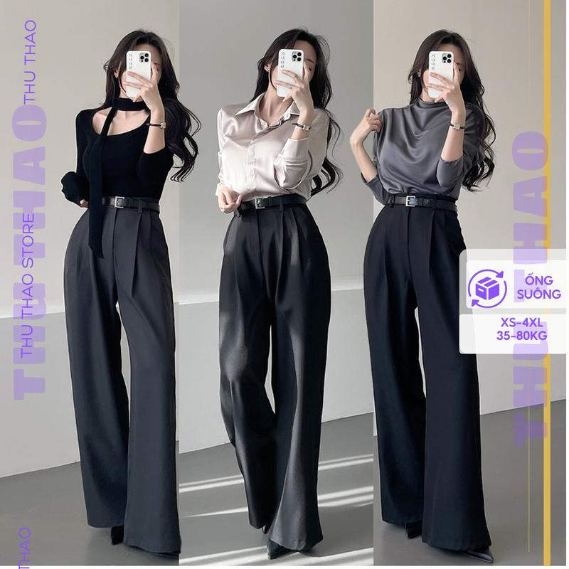 {Vải Gold nhật loại 1}Quần tây ống suông BIGSIZE nữ form vừa, mặc đi học, đi làm chất đẹp.