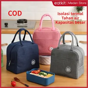 【Medan Ready Stock】【COD】TAS BEKAL POLOS | Tas Bekal Beruang | ALUMINIUM FOIL LINING | POLYESTER LUNCH BAG Tas Bekal lunch Bag Serbaguna Thermal Bag Menjaga Suhu Temperatur