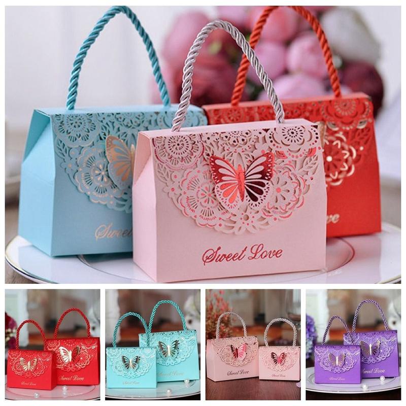 Product Introduction of Packaging Bags Multicolor Cutout Butterfly Candy Box with Handle Paper Box Chocolate Party Gift Bag Large Capacity Wedding Gift Packaging Box Birthday Party Gift 8