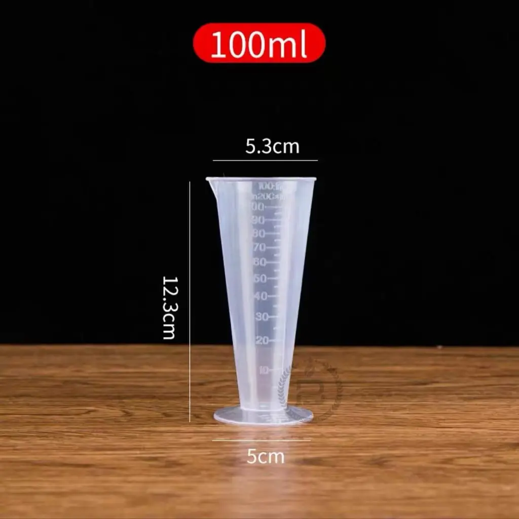 Gelas ukur plastik 100ml measuring cup cone 100 ml murah garis bening
