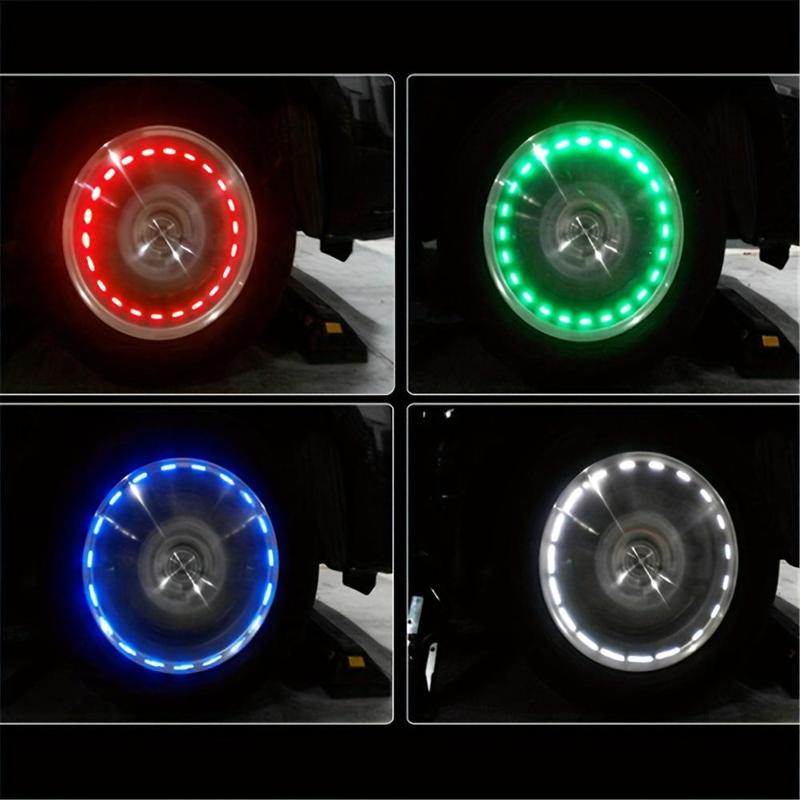 Solar Powered Car Wheel Hub Light, Car Motorcycle Tire Decorative Light, LED Valve Stem Light, Colorful Wheel Hub Flashing Light 7