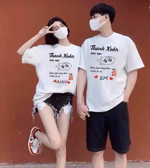 Áo thun, áo phông cặp nam nữ, áo đôi mặc với người yêu in hình CK-VK dễ thương (GIÁ 1 ÁO) chất cotton mềm mịn thoáng mát, phong cách năng động shatou  đồ Women  - Men Voi Top 6