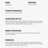 Gambar Kormesic Salicylic Acid Anti Acne Cream 30ml/Krim Jerawat - Anti Acne Cream, Kormesic Salicylic dari Tanina 0fficial Kota Administrasi Jakarta Barat 4 Tokopedia