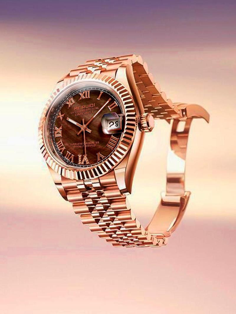 Product Introduction of Women's Elegant Rose Gold Fashion Mechanical Watch, Fashion Watch for Party, Daily Clothing Decor, Trendy All-match & Exquisite Watch for Birthday Gift with Box 4