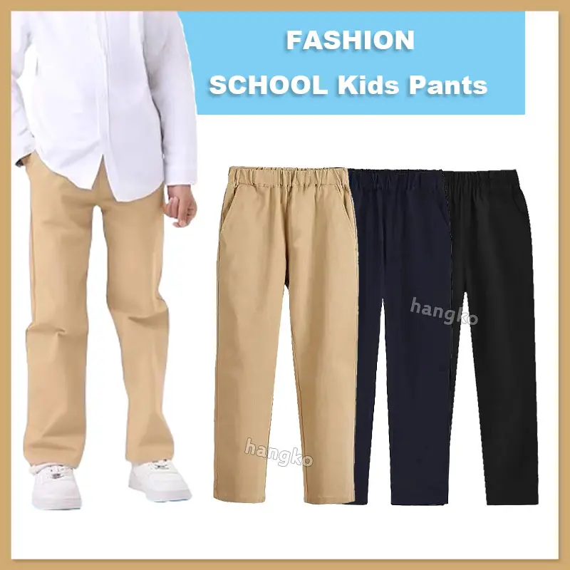 NEW Pants for Kids Girls Boys School Uniform Pants Trousers Kids Pants Khaki Black Boy Casual Pants Seluar Kasual Budak Lelaki Berusia