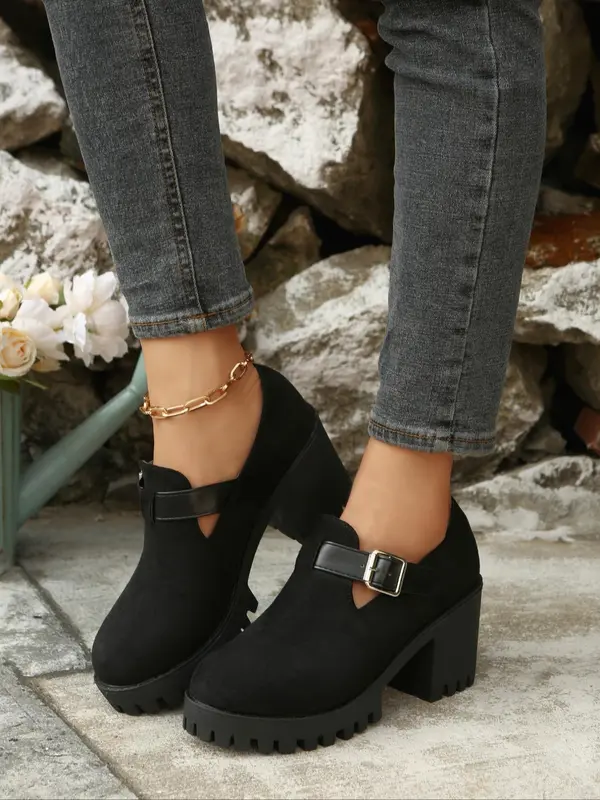 Women's Fashionable Solid Color Platform Mary Janes Shoes, Casual Comfortable Thick Sole Slip-on Shoes for Daily Wear, Female All-match Round Toe Shoes for Spring & Autumn, Girl 4