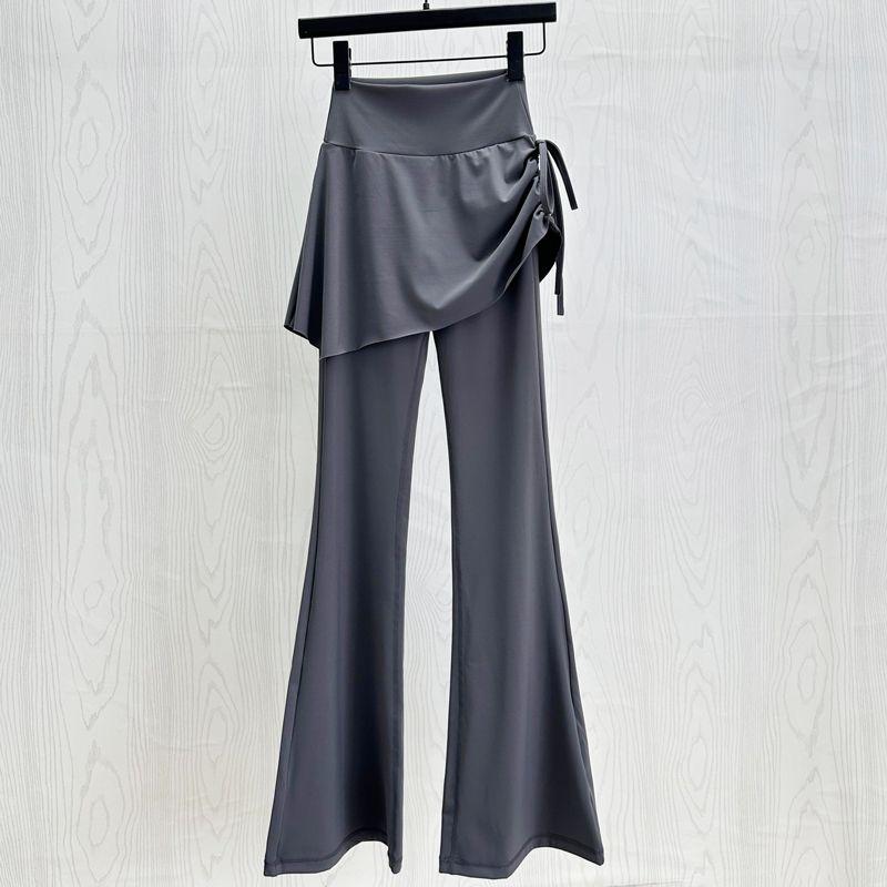 Product Introduction of 2024 Autumn and Winter New Fake Two-Piece Yoga Bell-Bottom Pants Women's Anti-Exposure High Waist Hip Lift Skinny Slimming Sports Culottes Womenswear Lingerie Comfort Basic 1