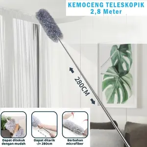 Kemoceng Teleskopik Panjang 280cm Kemoceng Microfiber Kemoceng Tarik Panjang