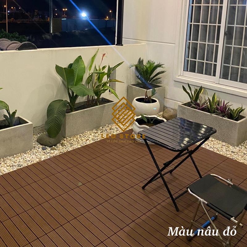 [Xưởng sản xuất] Tấm lót sàn nhựa ban công, tấm lót sàn giả gỗ HVNXK, vỉ nhựa lót sàn sân thượng, bể bơi, decor nhà, kích thước 30x30x1.8cm 7