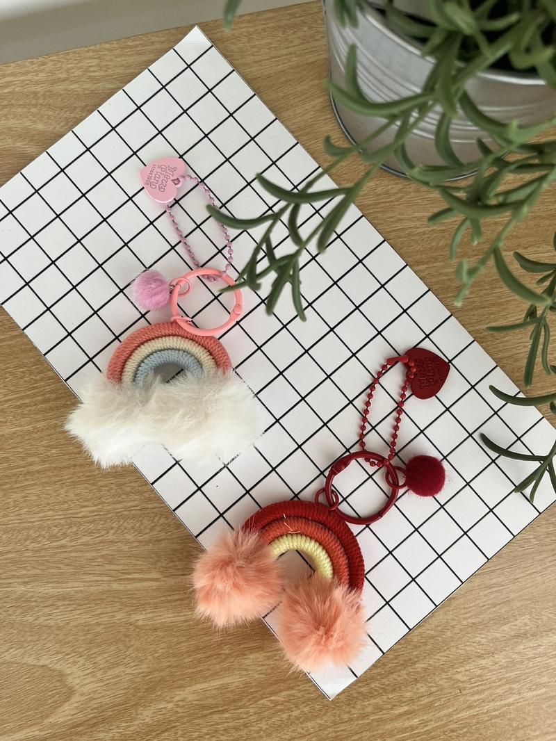 Product Introduction of Bag Aksesoris Gantungan Kunci Tas Bentuk Pelangi Macrame Pom Pom Rainbow Hiasan 4