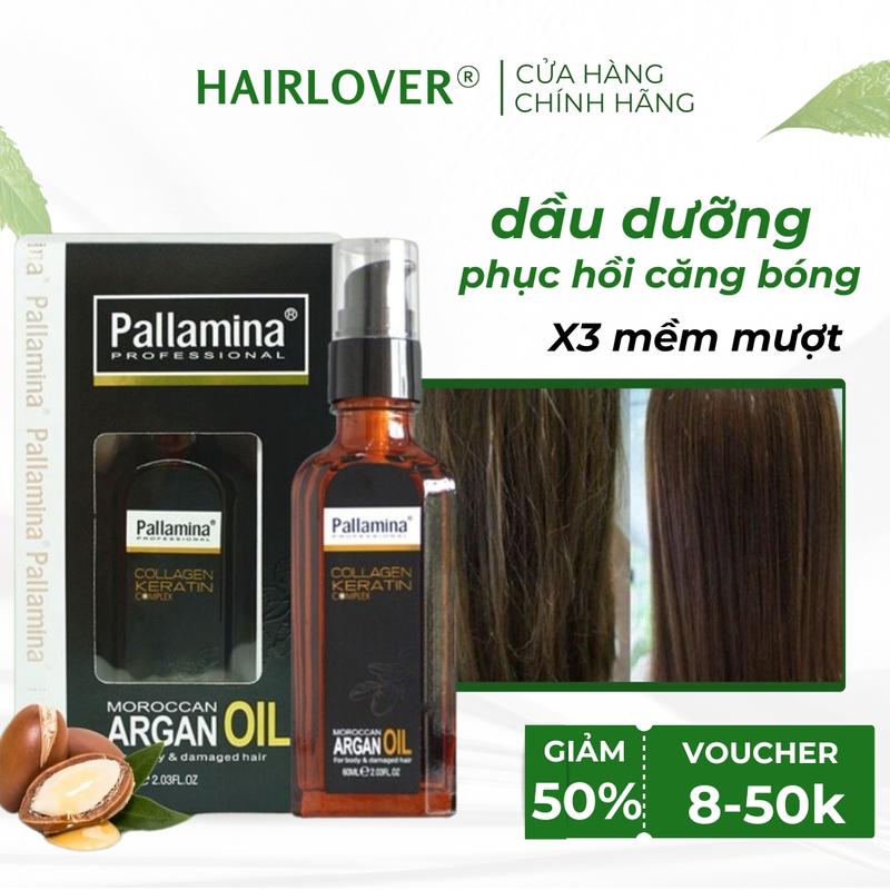 Tinh dầu dưỡng tóc mềm mượt serum phục hồi giảm rụng tóc hương nước hoa Pallamina Argan Oil Serum 60ML chính hãng