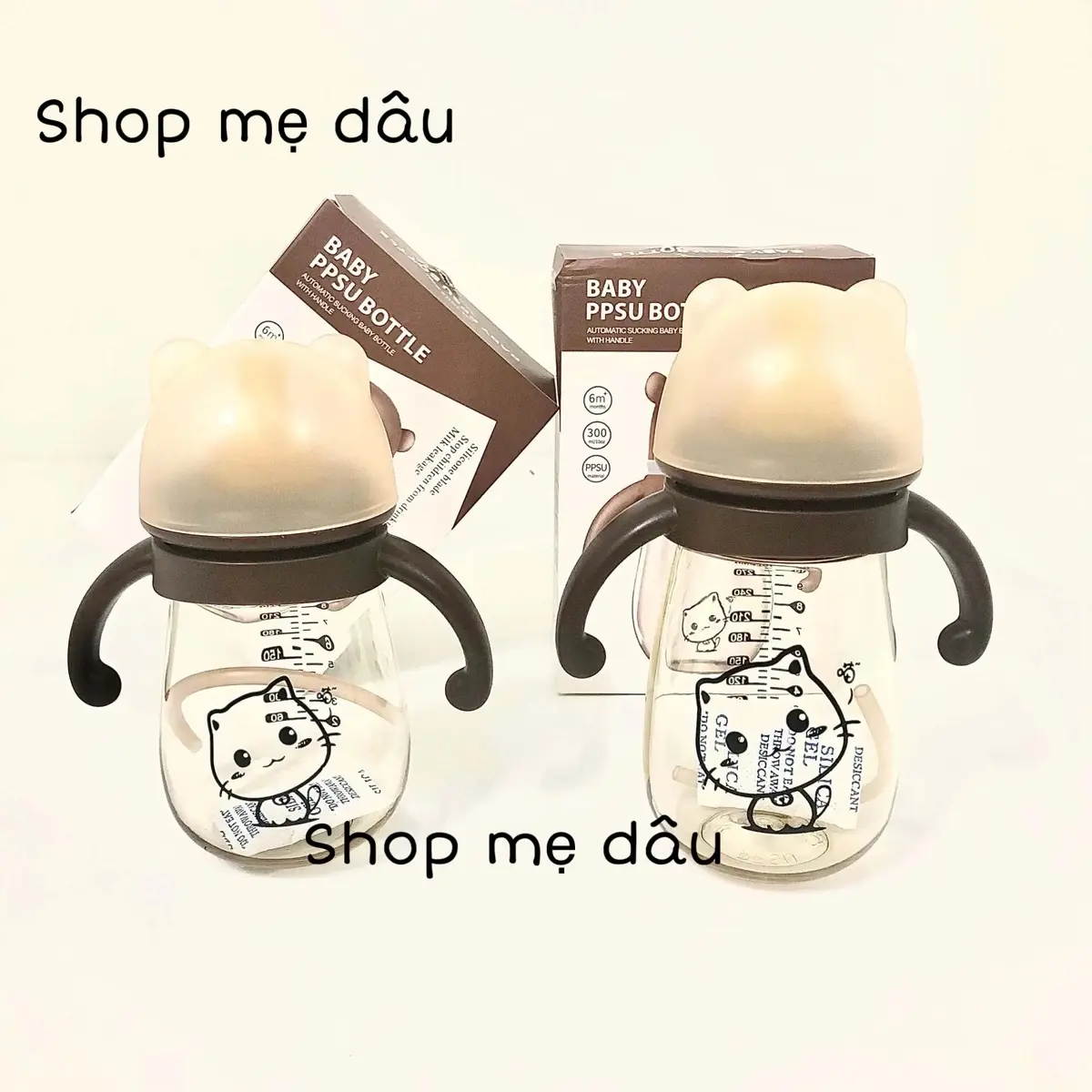 Bình Sữa hình mèo Kitty an toàn cho bé (có sẵn núm ti + van chốg sặc trong bình )