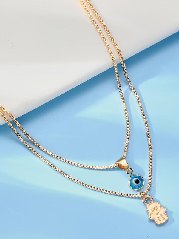 Fashion Eye Charm Pendant Layered Necklace for Women & Men, Fashion Jewellery for Party, Daily Clothing Decor, Trendy All-match & Exquisite Jewelry for Birthday Gift 7