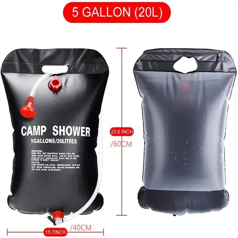 20l Solar Camping Shower Bag, 1 Count Portable Shower Bag with Hose & Handle, Outdoor Travel Shower Bag for Camping & Hiking 1