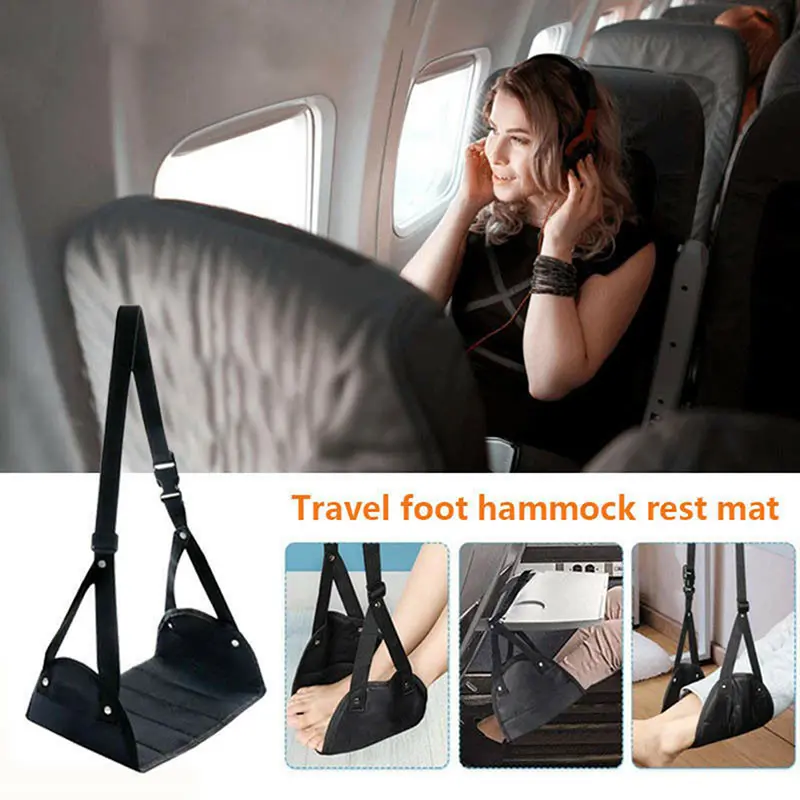 Airplane footrest, adjustable, Foot Hammock, suitable for airplane, train, office and home