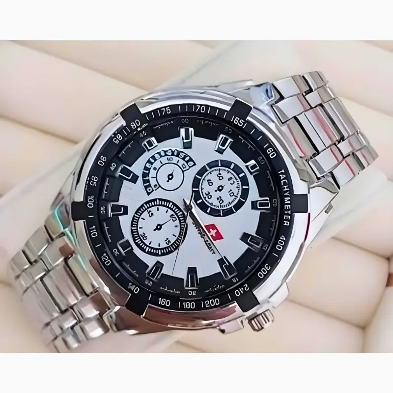 Terlaris !!! Fashion Kasual  ANALOG Mewah Jam Tangan PRIA Elegan SA1349 Rantai SOLID [STAINLESS STEEL] Diameter : 4 cm | Chrono OFF (VARIASI) | Free BOX Dan BATERAI Cadangan | WATER RESISTANT | TAHAN AIR 4