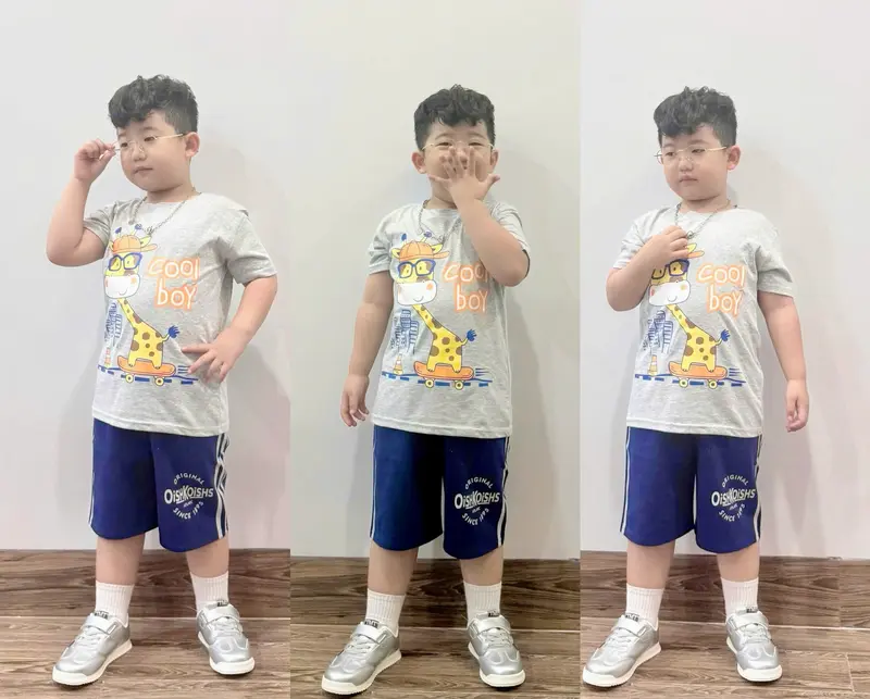 [11-42kg] Bộ cộc tay bé trai thun cotton mền mịn mát.Quần áo trẻ em,đồ bộ bé trai size đại in hình Siêu nhân,khủng long 4