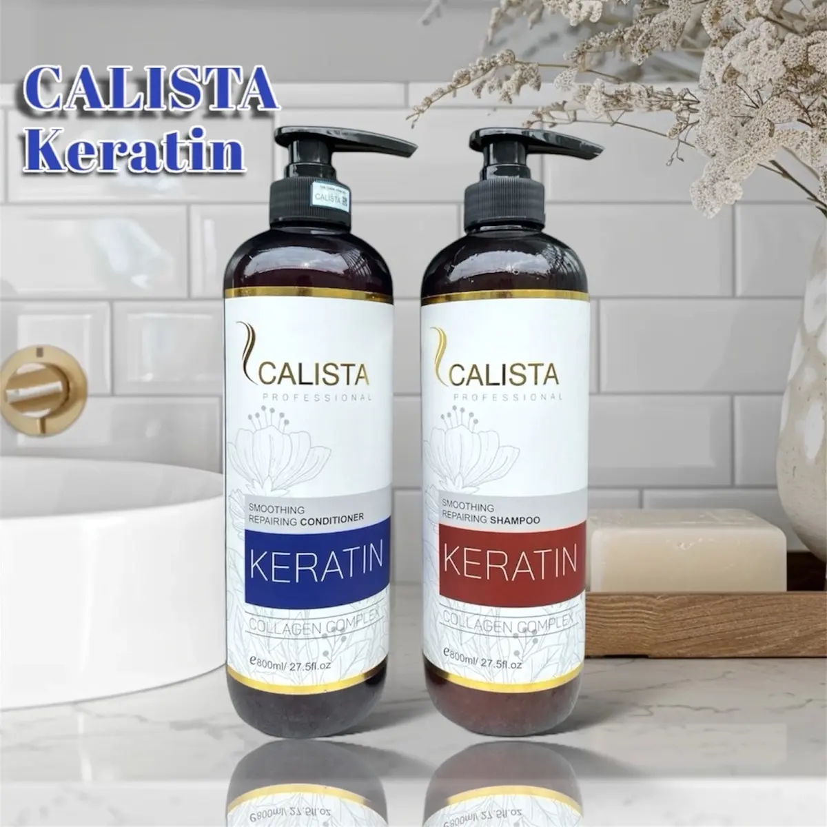 ￼Dầu gội xả Calista Keratin 800ml Dầu gội Keratin phục hồi tóc hư tổn Hương thơm nước hoa nữ dưỡng tóc mềm mượt Hương thơm nước hoa Women dau hoatra
