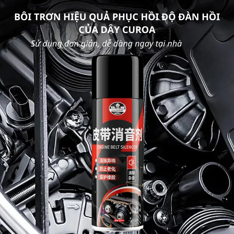 Chai Xịt Bảo Dưỡng Dây Curoa Ô Tô, Gioăng Cao Su Lujieshi Giảm Tiếng Ồn Động Cơ Dầu 4