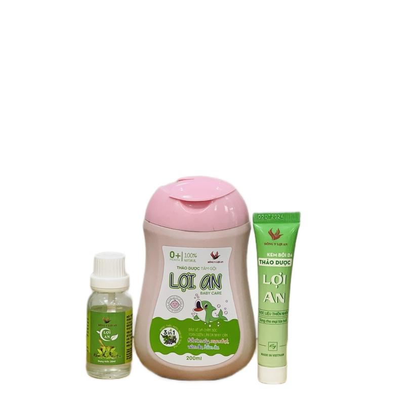 (TẶNG QUÀ) Bộ 3 Tinh dầu, kem bôi,thảo dược tắm gội (200ml) Lợi An Cho Bé 1
