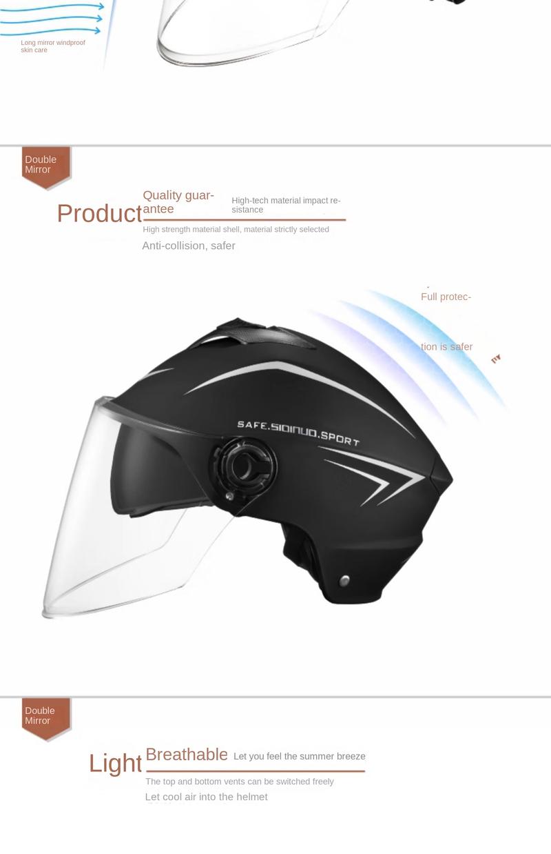 Product Introduction of New national standard certification electric vehicle helmet men and women summer four seasons battery motorcycle cap 10