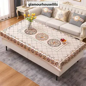 Taplak Meja Sultan Anti Air Motif Kotak Kotak Bahan PVC 150x90 Cm Meja Ruang Makan Tamu Premium--D201-2H