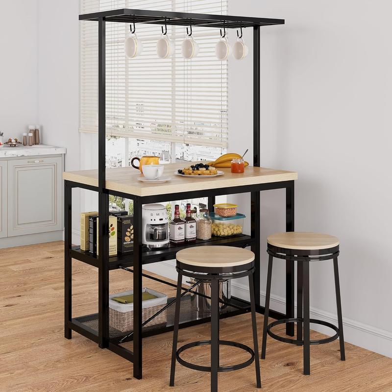 Kitchen Island with Storage, Bakers Rack with Power Outlet, Island ...