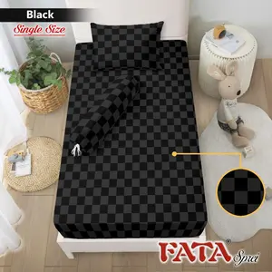 Jovanka/Fata Sprei Black Hitam Polos Emboss Single 90x200, 100x200, 120x200 Bantal Sarung