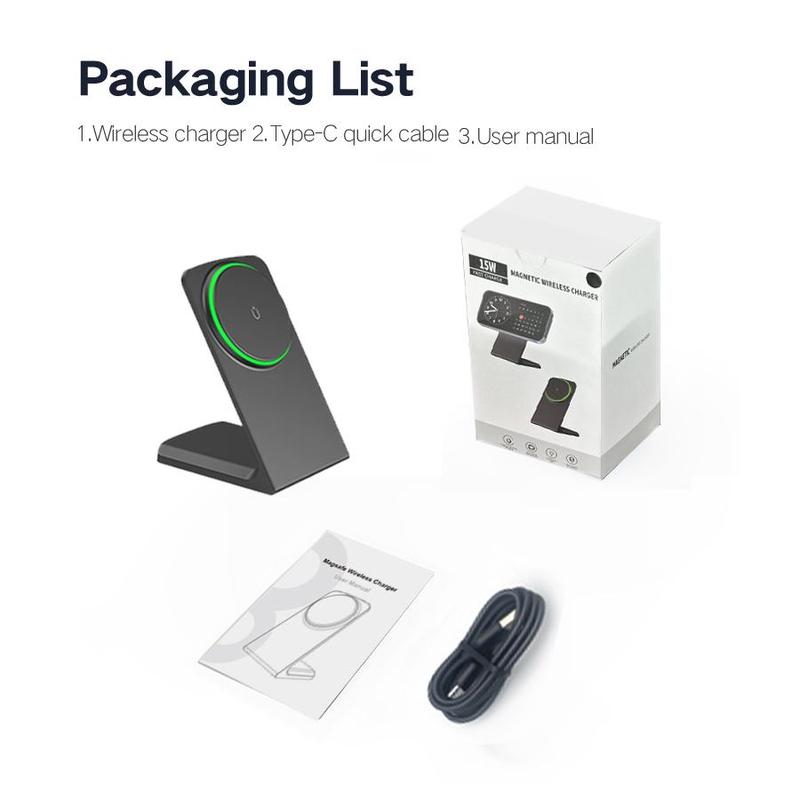 Product Introduction of Magnetic Wireless Charger Stand, Fast Wireless Charging Station, Desktop Charger Holder Compatible with iPhone 12 13 14 15 Series, for Magsafe Charger 8