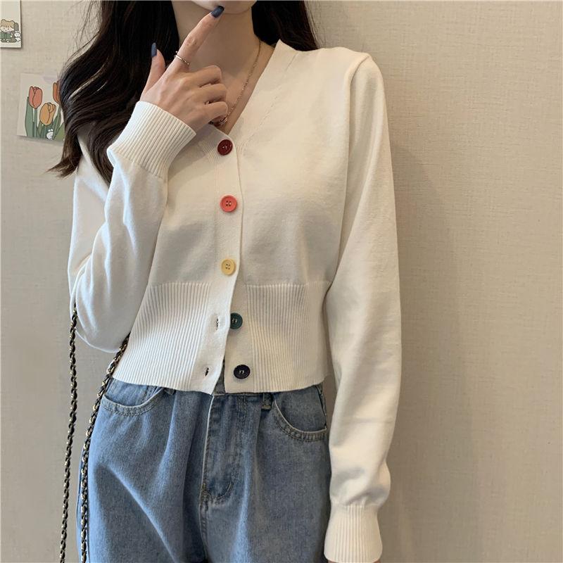 Product Introduction of Áo Thun Dài Tay Cho Nữ, Áo Ngắn Cạp Cao, Cổ Chữ V, Sang Trọng, Hàng Dệt Kim, Mùa Xuân Và Mùa Thu Top 18