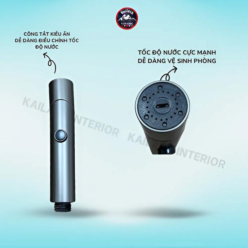 Bộ vòi xịt vệ sinh tăng áp 2 chế độ xoay cao cấp có đi kèm van gốc chia nước bảo hành 2 năm - KAILASH INTERIOR 4