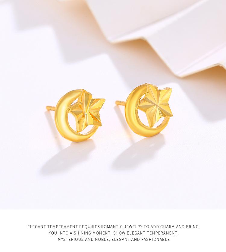 Product Introduction of Bông Tai Đinh tán, Mạ Trang Sức, Vàng 24K, Thiết Kế Ngôi Sao, Mặt Trăng, Xe Hơi Và Hoa, Thời Trang Nhật Bản Và Hàn Quốc, Phong Cách Độc Đáo Hoa Tai Thanh Lịch, Dành Cho Nữ, Mạ Vàng 2