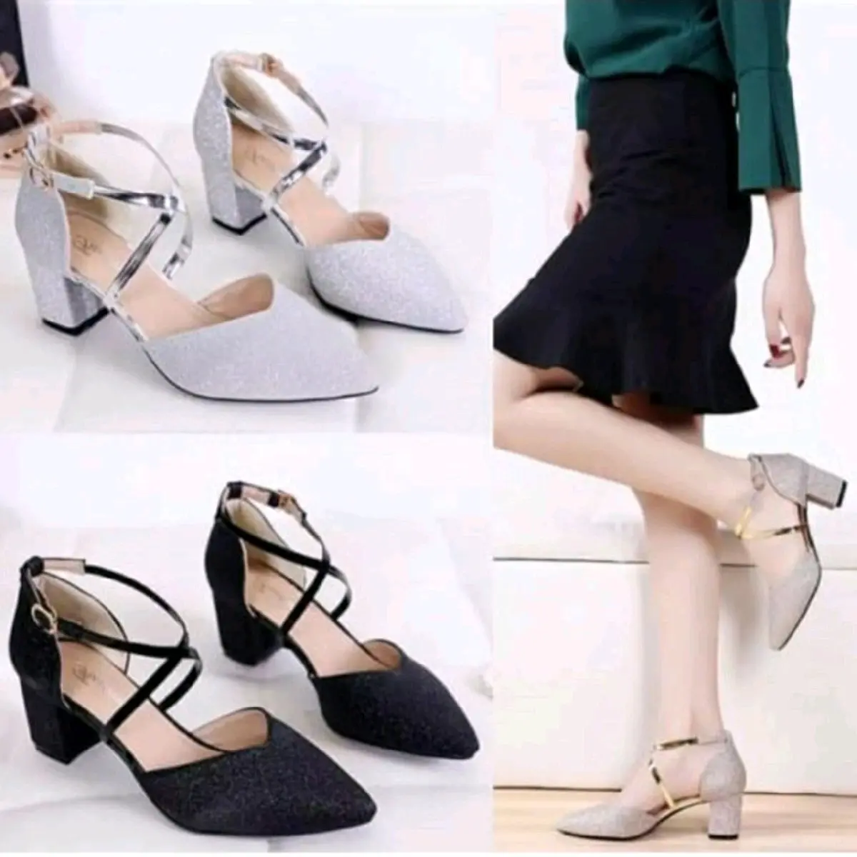 Hills/high heels pasir silang (SL13) Hak Setengah (3-5 cm)