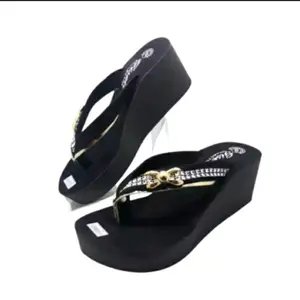 MZR sandal wedges wanita plat permata MH terbaru Jepit
