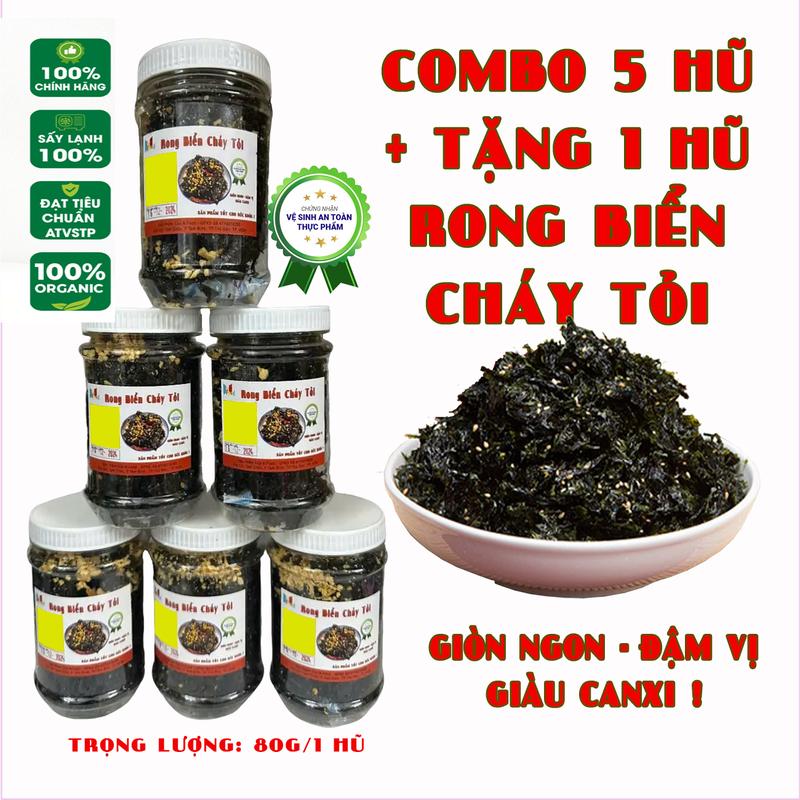 [ 5 Hũ Tặng 1 Hũ ] Rong Biển Cháy Tỏi - Sấy Mè ( Ăn Liền - Trộn cơm - Ăn Vặt ) Giàu Canxi