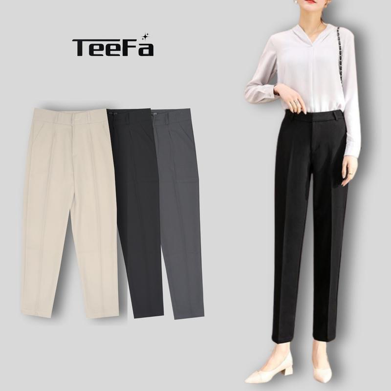 Quần âu baggy nữ cạp cao, quần vải tuyết mưa ống đứng dáng đẹp Pants Màu Đen Ong Women
