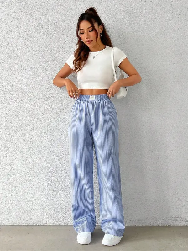 Women's Striped Print Straight Leg Pants, Casual Comfy Trousers for Daily Wear, Ladies Bottoms for All Seasons, Womenswear, Loungewear 8