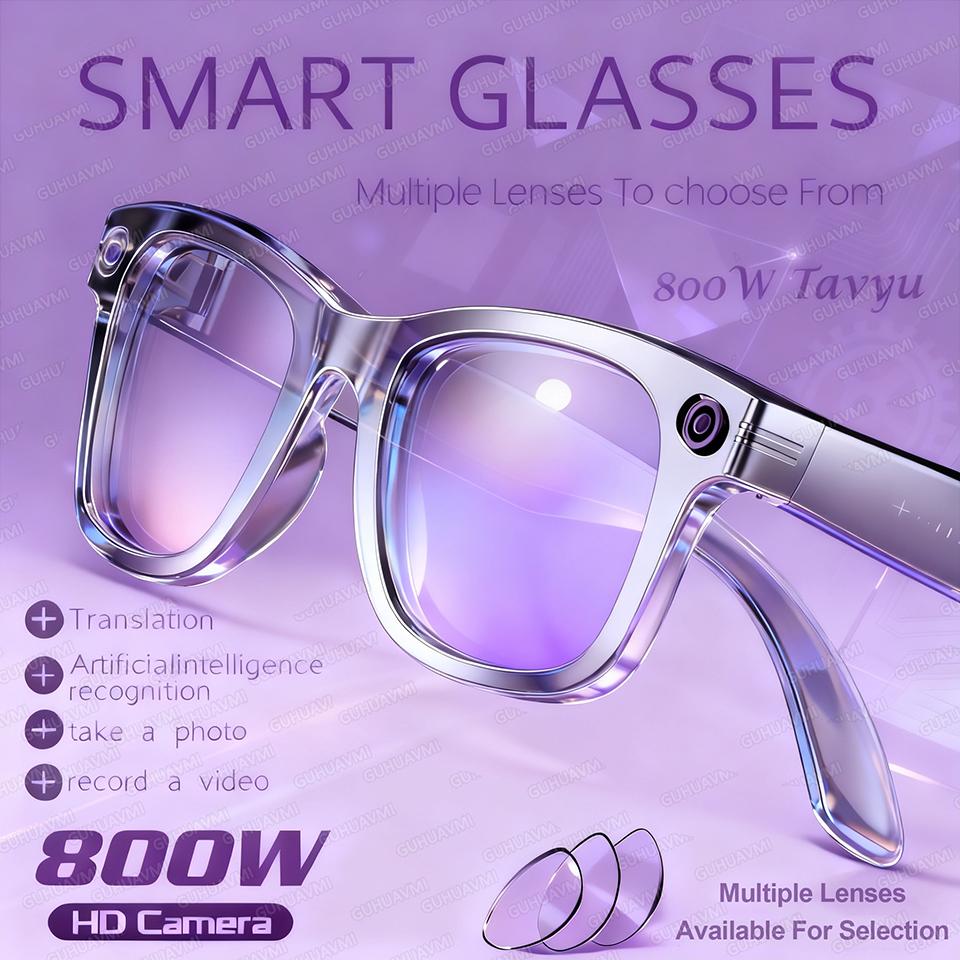 800W With Camera Smart Glasses Woman Video Recording AI Photo Recognition Eyewear Earphone Call Translation Voice Sunglasses Men - Image 2