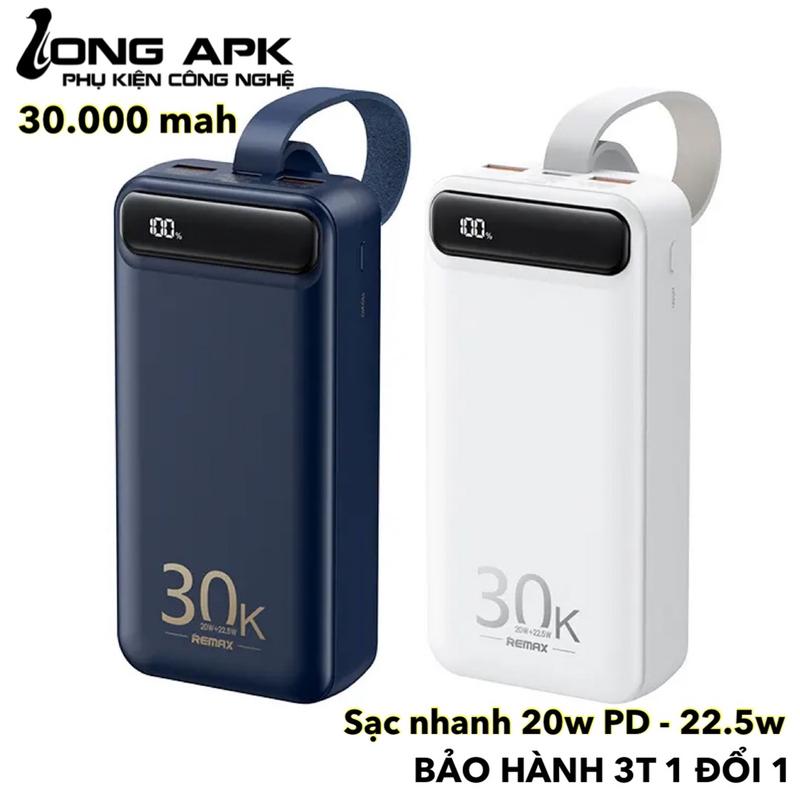 Pin dự phòng 30000 mah RP522 sạc nhanh 22.5w - 20w PD phụ kiện LONG APK sạc điện thoại Đèn Led