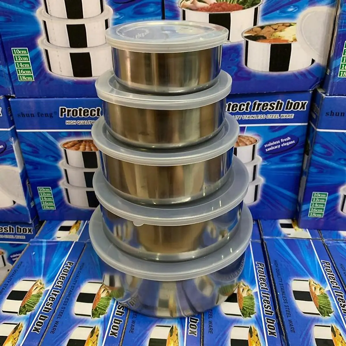 Bộ 5 Thố Inox Có Nắp Đậy (10cm 12cm 14cm 16cm Và 18cm)