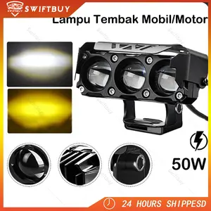 【COD】LAMPU TEMBAK LASER LAMPU TEMBAK SQL 3 Mata SUPER BRIGHT 50 WATT LAMPU PutihKuning TEMBAK MOTOR MOBIL