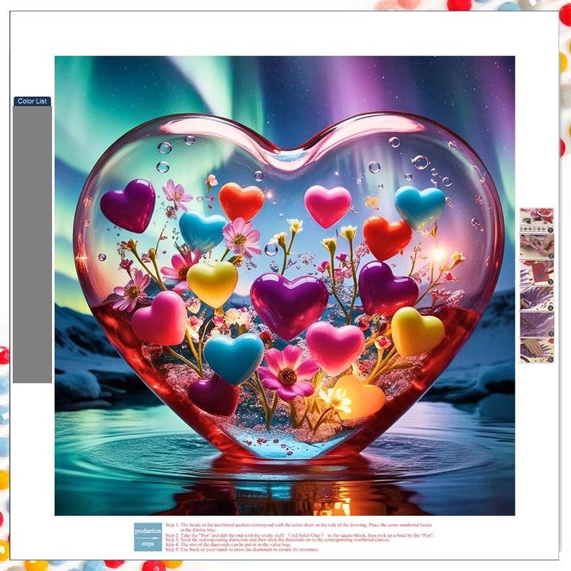 Heart Shaped 5D Diamond Arts Colorful Painting Kit, DIY Decorative Art Picture for Beginner, Wall Art Decor for Home Living Room Bedroom 3