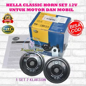 Klakson Hella Classic Double Disk Original 1 set dapat 2 pcs untuk Mobil Motor 12v