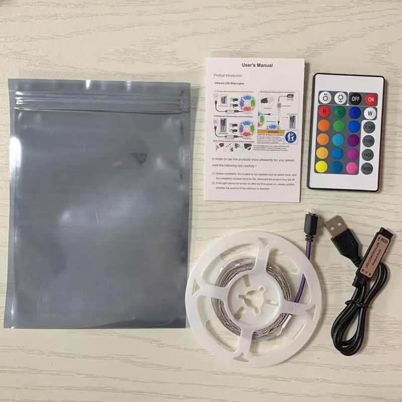 Product Introduction of RGB LED Strip Light, 1 Count USB Powered LED Strip Light with 24-Key Remote Control, Color Changing LED Ambient Light for Bedroom, Party, TV Backlighting, Modern Decorative Light 3