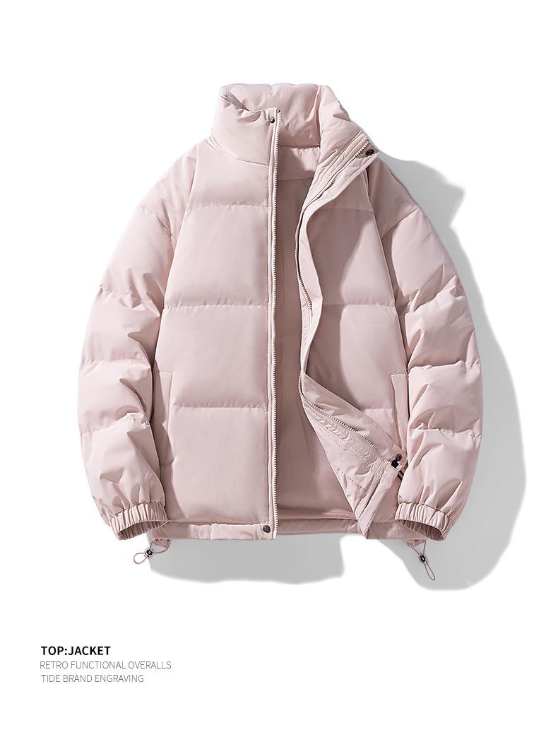 Product Introduction of In Stock Couple's down Jacket Thickened Warm Cotton Coat Cold-Resistant Baggy Coat Men's and Women's Jacket Solid Color Stand-up Collar down/Cotton-Padded Jacket Men's and Women's New Winter Thicken Thermal Trendy Casual Couple's Bread Coat 11