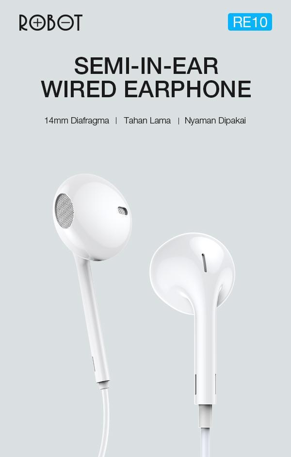 ROBOT Headset RE10 Wired Headset Wired Earphone Bass Original - Garansi Resmi 1 Tahun (RE10) [ BISA COD ] Headphone