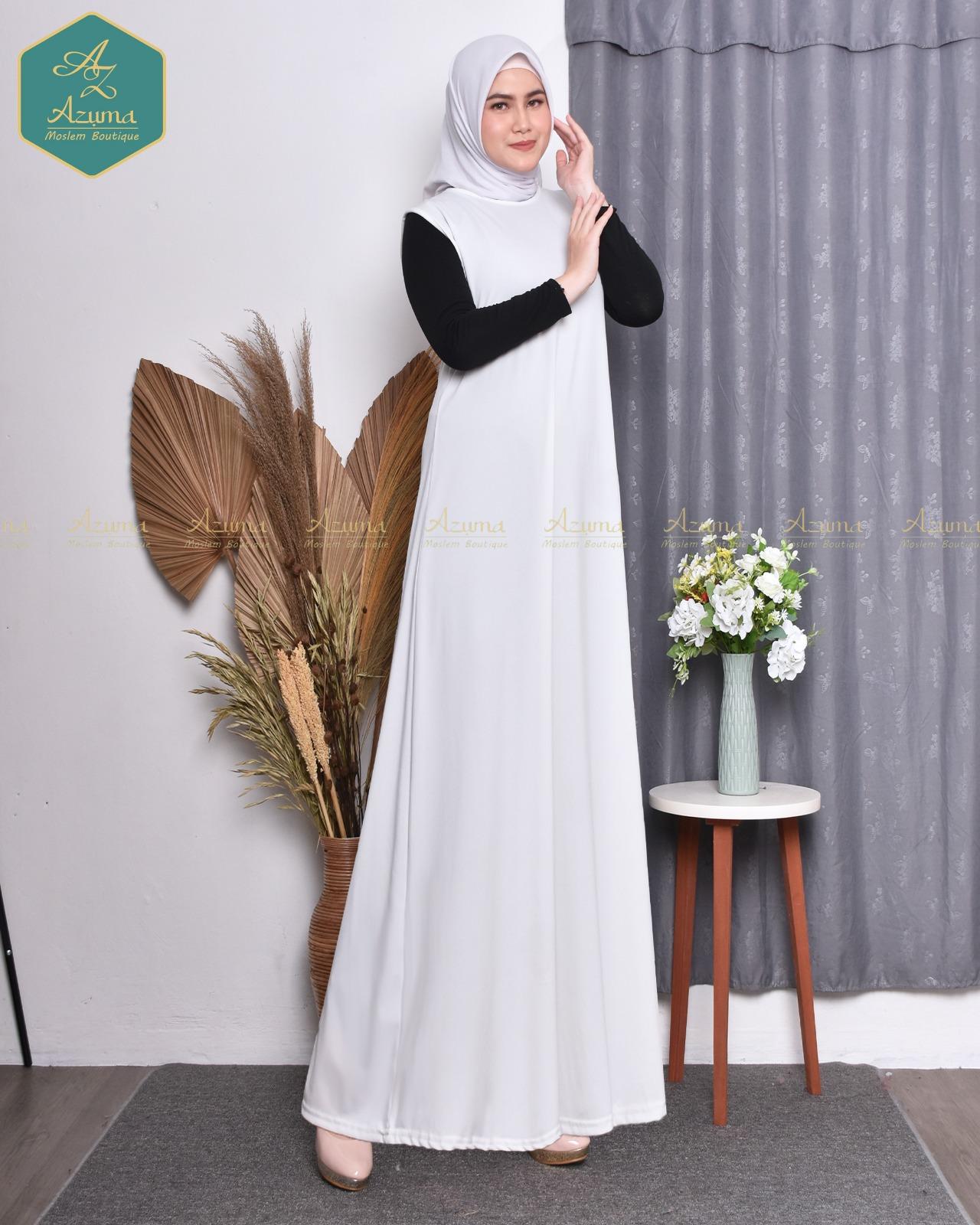 Azuma Gamis Jersey Kensi-Dalaman Gamis Jersey Korea Premium-Inner Dress Fit Muslim Nyaman Panjang Melar Tebal Hitam  Abu Navy Pink Hijau Botol Biru Maxi Outer  Mewah Lebaran 2025