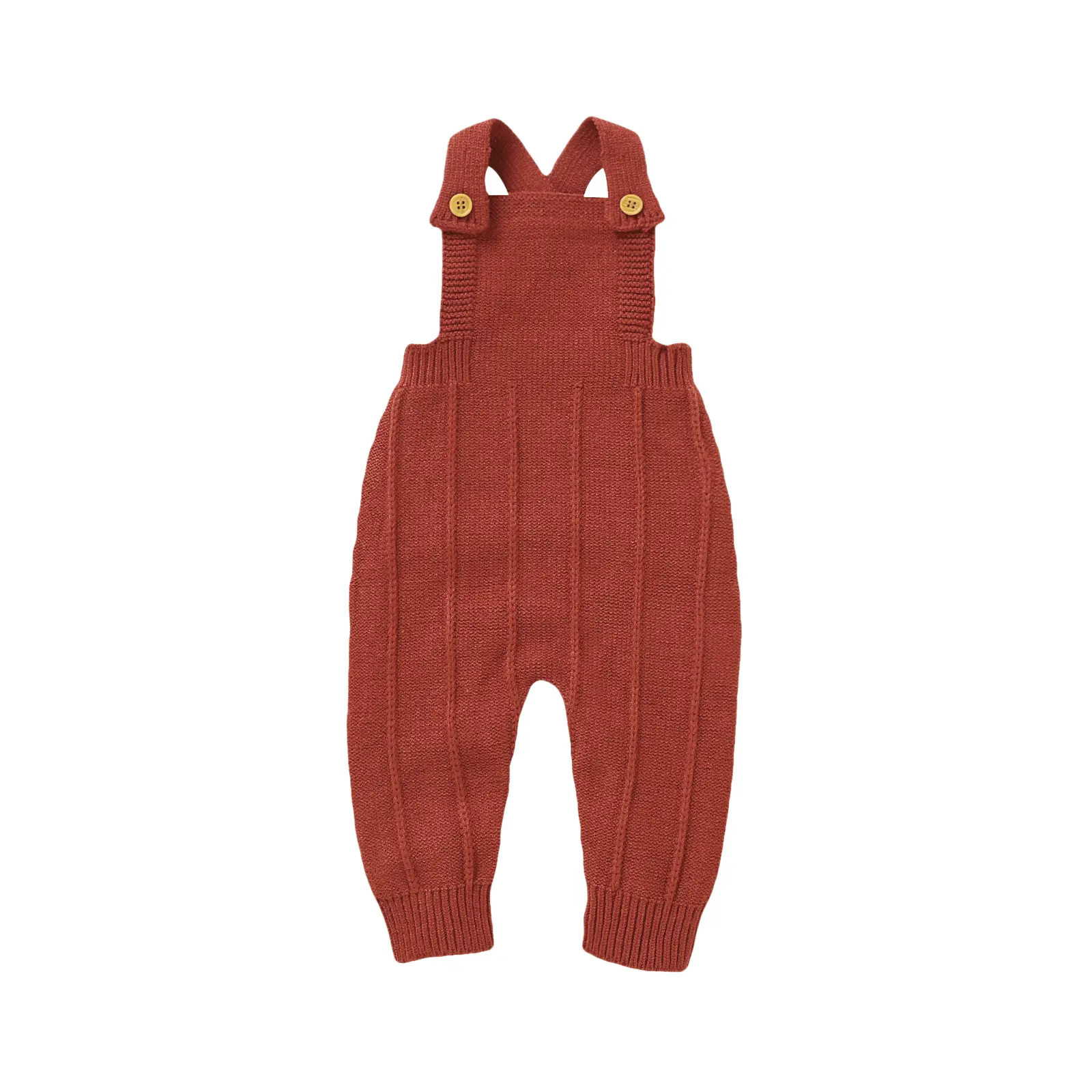Baby Boys Girls Knit Overalls Sleeveless Solid Color Suspender Pants