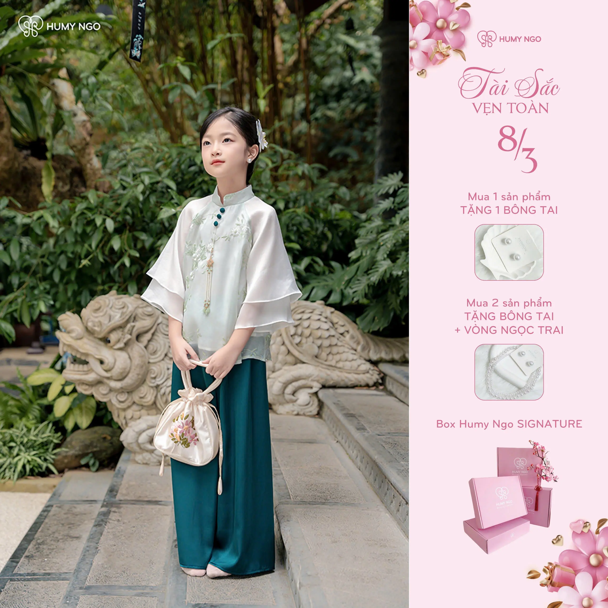 Pháp Phục TÂM HOA, đồ lam lễ chùa thiết kế tay lỡ, thêu hoa trang nhã cho Mẹ & bé - DESIGNED BY HUMY NGO [118]