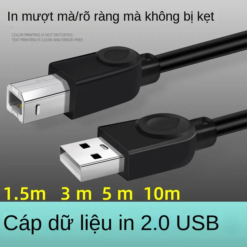Cáp In USB, Lõi Đồng Thau Đen, Cáp Dữ Liệu Máy In 2.0, Cổng Vuông, Cáp Chuyển Đổi Truyền Máy Tính, Chiều Dài 1,5 Mét